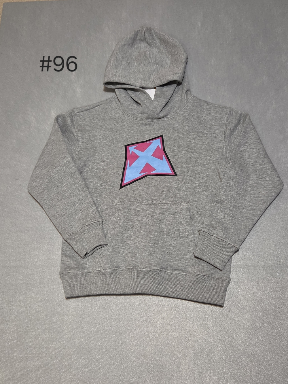 NWT Off-White Kids Arrow Logo Hoodie Gray/Pink/Blue – Size 8 (Small)